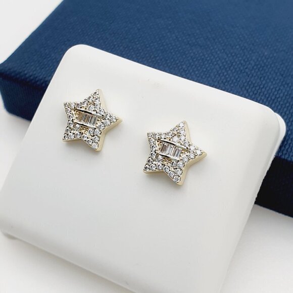 14K Gold Plated Cubic Zircon Earrings, INUS1BR147 - Picture 7 of 9